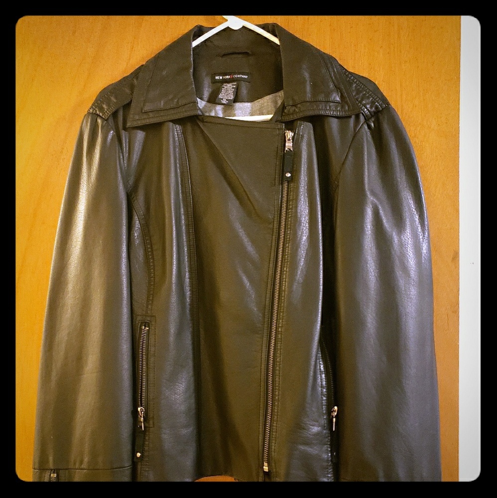 Faux leather moto biker jacket